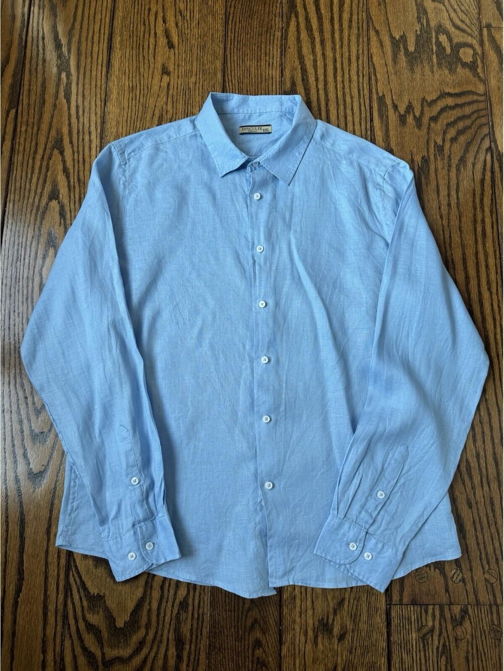 Disculpe Men’s Blue 100% Linen Shirt, Size 2XL